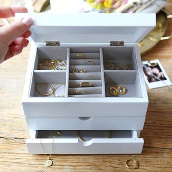 Personalised Birth Flower Jewellery Box With Drawers, 3 of 8