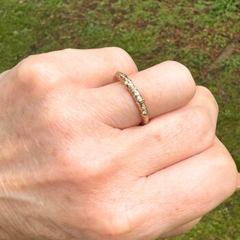 Gold And Diamond Nature Twig Wedding Ring, 3 of 6