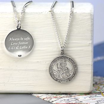 Sterling Silver St Christopher Chunky Round Necklace, 2 of 6