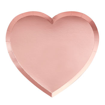 Pink Foiled Heart Shaped Paper Plates Eight Pack, 2 of 3
