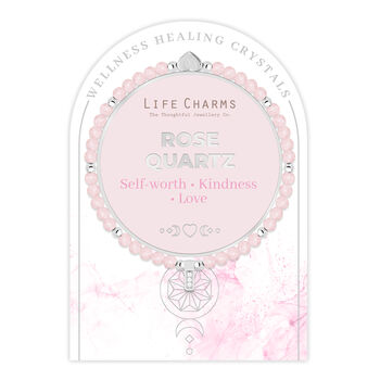 Rose Quartz And Silver Healing Crystals Bracelet Gift, 2 of 6