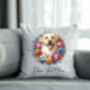 Personalised Labrador Retriever Summer Floral Dog Wreath Cushion And Mug Gift Bundle, thumbnail 4 of 4