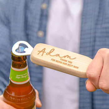 Personalised Message Wooden Bottle Opener, 2 of 5