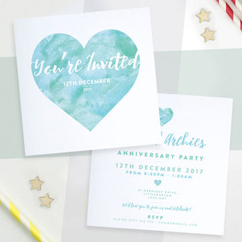 Personalised Watercolour Heart Invitations, 5 of 7