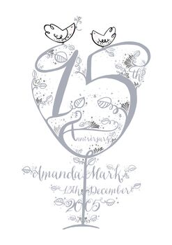 15th Wedding Anniversary Personalised Gift Print, 2 of 3