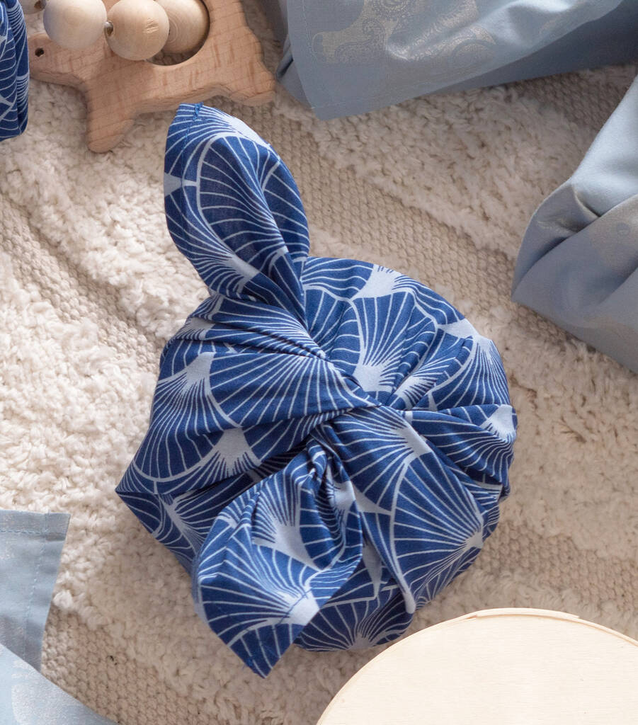 Fabric Gift Wrap Reusable Furoshiki Indigo Fans By Fabric Gift Wrap