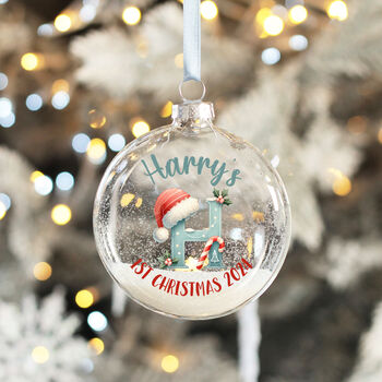 Alphabet Baby's 1st Christmas Glitter Glass Bauble, 3 of 6