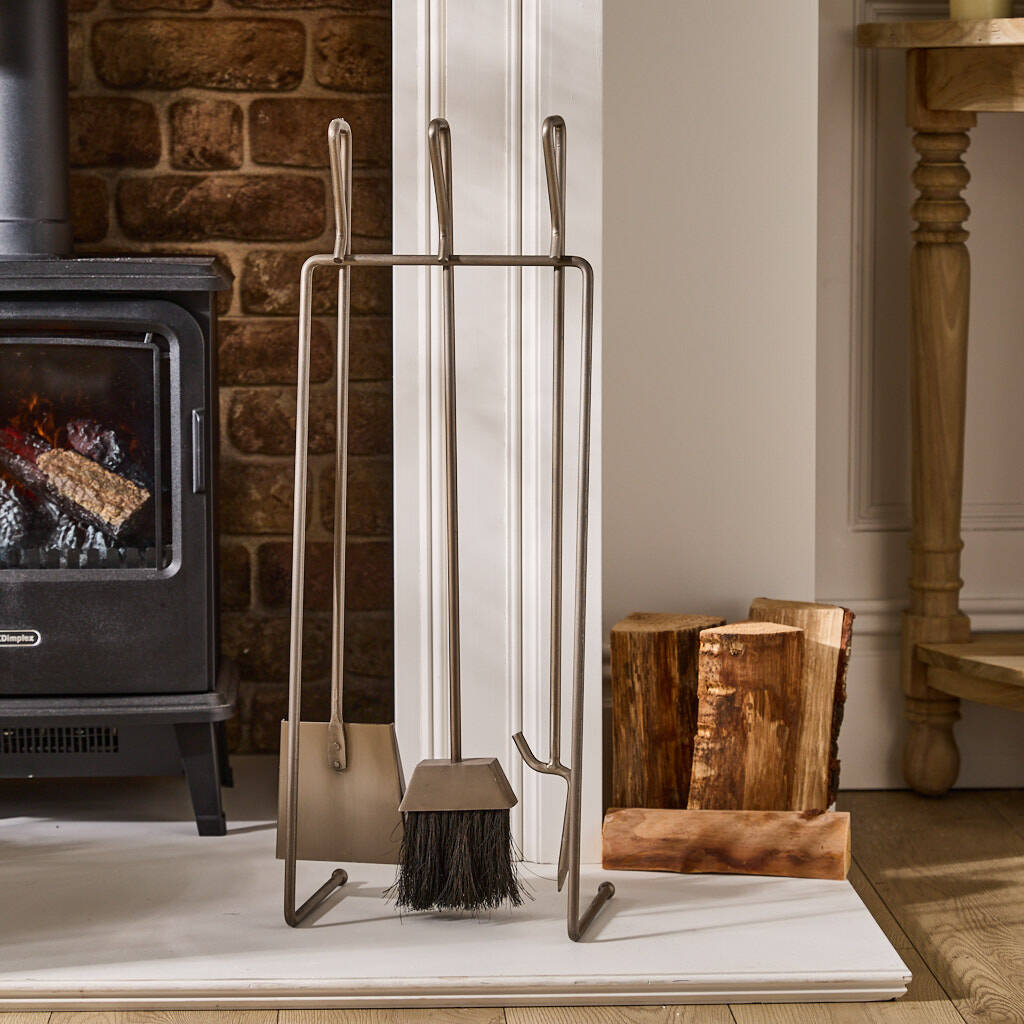 Pewter Effect Fireside Companion Set, 1 of 4