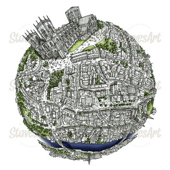 The York Globe Hand Drawn Map Print, 4 of 5