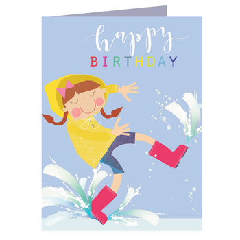 Mini Glittery Puddle Jumping Birthday Card, 2 of 4