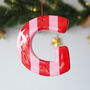 Personalised Pink And Red Striped Letter Ornament, thumbnail 2 of 2