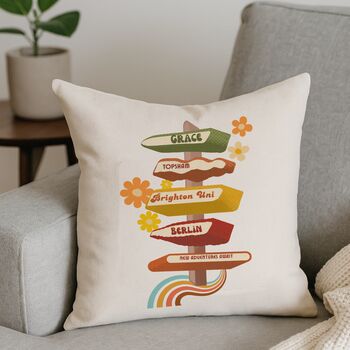 Retro Sixties Signpost Personalised Cushion, 2 of 3