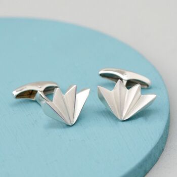 Geometric Sterling Silver Cufflinks. Fan Shape, 2 of 6