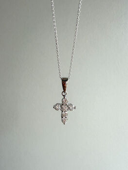 Sterling Silver Moissanite Cross Necklace, 5 of 6