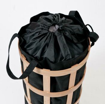 Natural Oak Laundry Basket Black Bag, 3 of 4