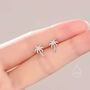Sterling Silver Tiny Palm Tree Stud Earrings Earrings, thumbnail 5 of 10