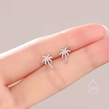 Sterling Silver Tiny Palm Tree Stud Earrings Earrings, 5 of 10