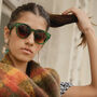 Matte Green Chunky Keyhole Sunglasses, thumbnail 1 of 3