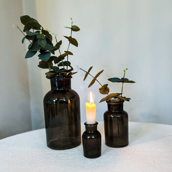 Dark Grey Glass Apothecary Bottles Set Of Five, 5 of 8