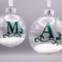 Green Initial And Reindeer Personalised Christmas Tree Decoration, thumbnail 1 of 4