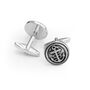Fouled Anchor Rhodium Plated Round Cufflinks, thumbnail 4 of 6