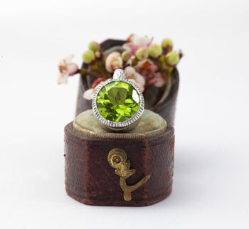 Solitaire Peridot Ring In Sterling Silver, 2 of 3