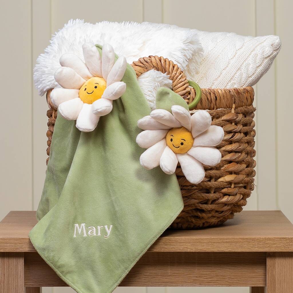 Personalised Fleury Daisy Soother And Jitter Gift Set, 1 of 5