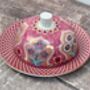 Dark Pink Patterned Round Butter Dish, thumbnail 1 of 3