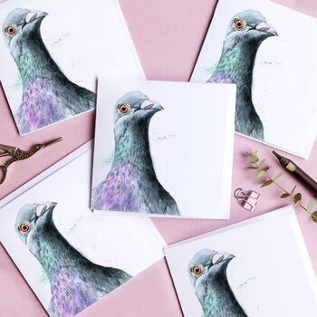 Inky Pigeon Blank Greeting Card, 4 of 4