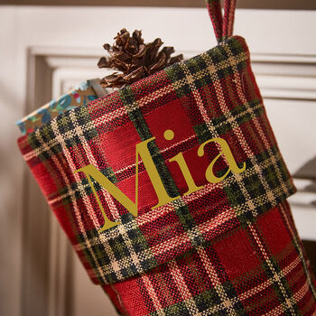 Personalised Tartan Mistletoe Christmas Stocking, 3 of 8