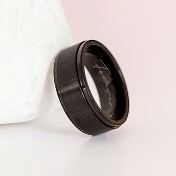 Mens Personalised Classic Black Steel Spinner Ring, 3 of 11