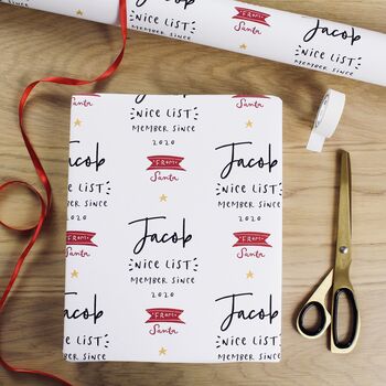 Personalised Nice List, Christmas Wrapping Paper, 5 of 5