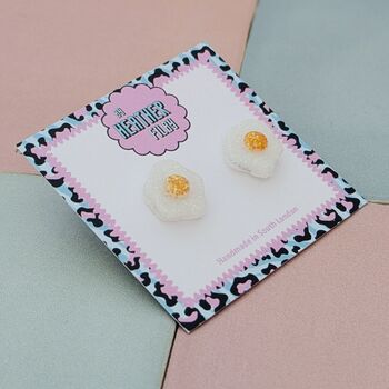 Glitter Fried Egg Resin Studs, 2 of 4