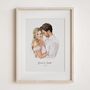 Personalised 1st Anniversary Gift For Her – Custom Hand Drawn Watercolour Couple Portrait From Photo, thumbnail 3 of 12