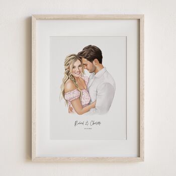 Personalised 1st Anniversary Gift For Her – Custom Hand Drawn Watercolour Couple Portrait From Photo, 3 of 12