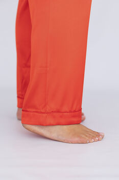 Matching Personalised Mum And Daughter Red Christmas Silky Pyjama Set, 6 of 12