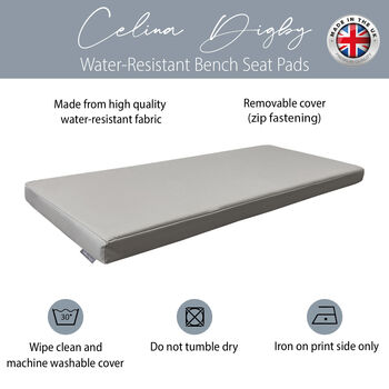 Light Grey Water Resistant Garden Bench Seat Pad, 4 of 5