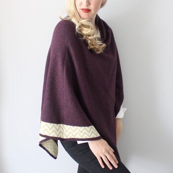 Aubergine Knitted Lambswool Poncho, 5 of 5