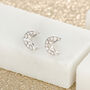 Sparkling Pave Crescent Moon Stud Earrings, thumbnail 4 of 7