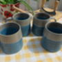 Set Of Four Reactive Glaze Brûlée Mugs In Light Blue And Grey Mist, thumbnail 3 of 10