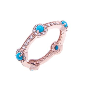 Turquoise Gemstone 18k Rose Gold Plated Stacking Ring, 3 of 6
