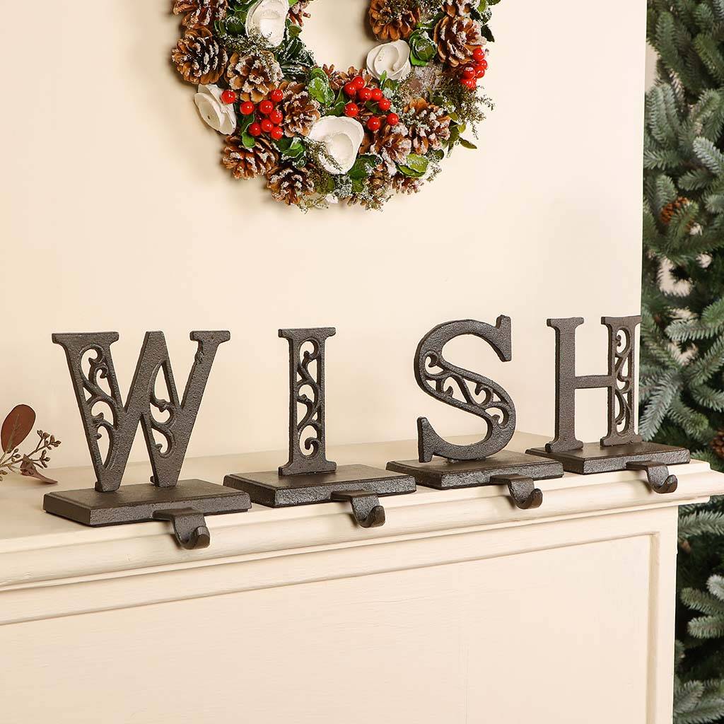 Wish Set Of Four Ornate Iron Christmas Stocking Holders By Dibor