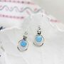 Sterling Silver Flower Blue Fire Opal Earrings, thumbnail 1 of 5