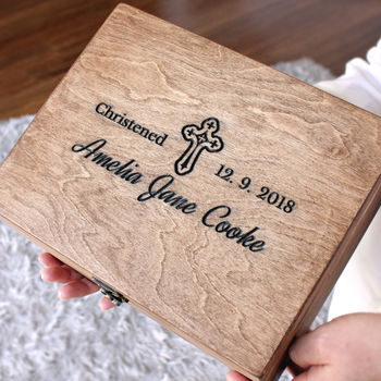 Personalised Carved Wooden Christening Box, 3 of 5