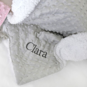 Personalised Grey Bobble Sherpa Baby Blanket, 4 of 8