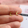 Gold Moon Stud Earrings, thumbnail 1 of 4