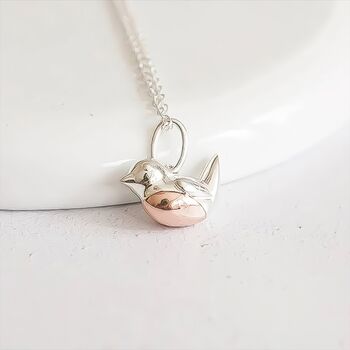 Tiny Sterling Silver Robin Necklace, 3 of 12