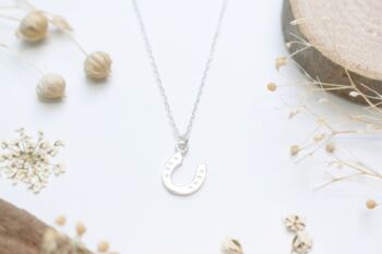 Sterling Silver Horseshoe Necklace Good Luck Gift, 3 of 6