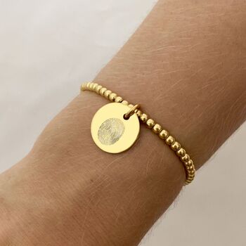 Yellow Gold Personalised Fingerprint Disc Bracelet, 3 of 8