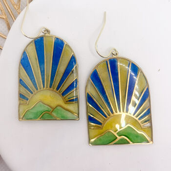 Large Statement Sunrise Earrings, Clay And Resin, 2 of 5